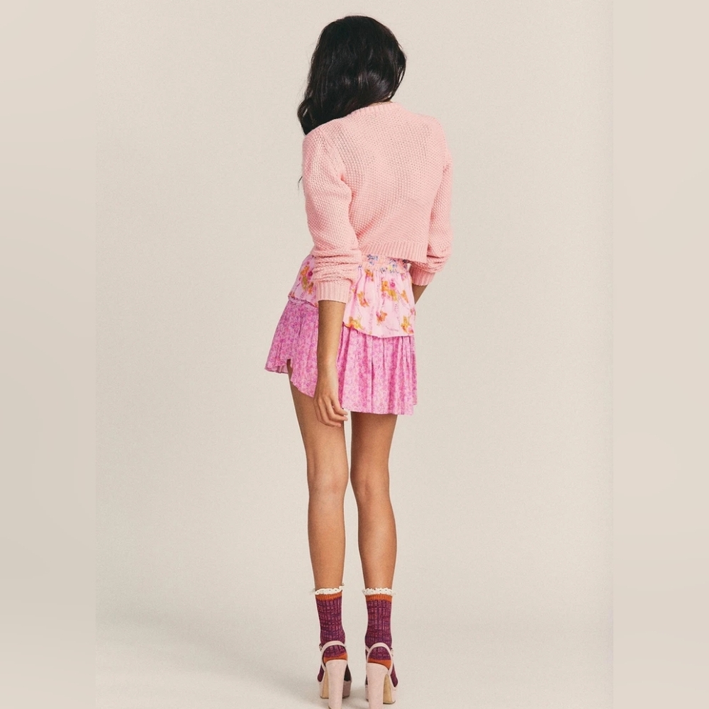 LoveShackFancy Ruffle Mini Skirt in Exploded Pink XS - Picture 3 of 9
